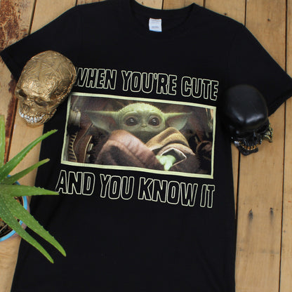 Star Wars Mandalorian Cute And Knows It Men's Black T-Shirt