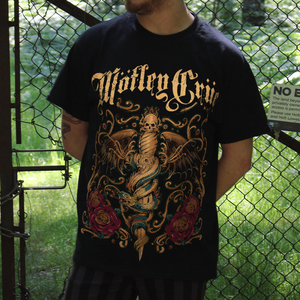 Motley Crue Exquisite Dagger Men's Black T-Shirt