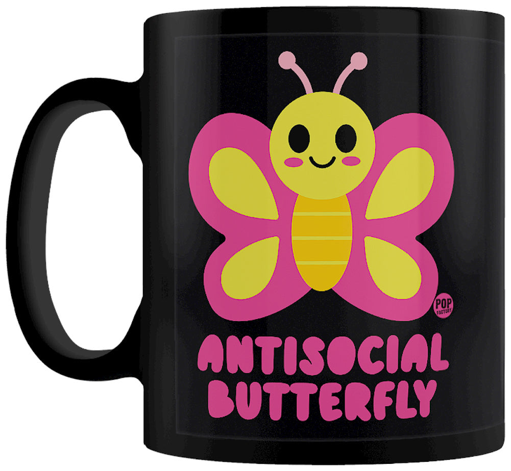 Pop Factory Antisocial Butterfly Black Mug