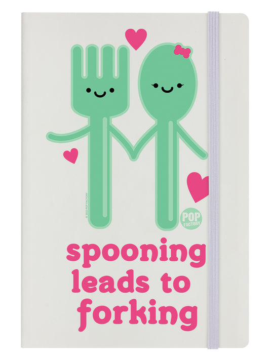 Pop Factory Spooning Leads To Forking Cream A5 Hard Cover Notebook