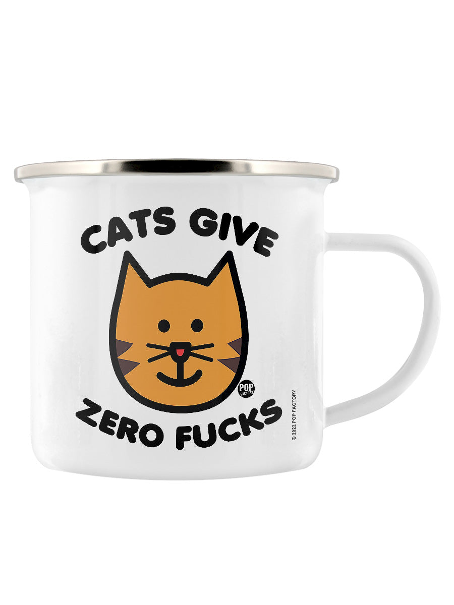 Pop Factory Cats Give Zero Fucks Enamel Mug