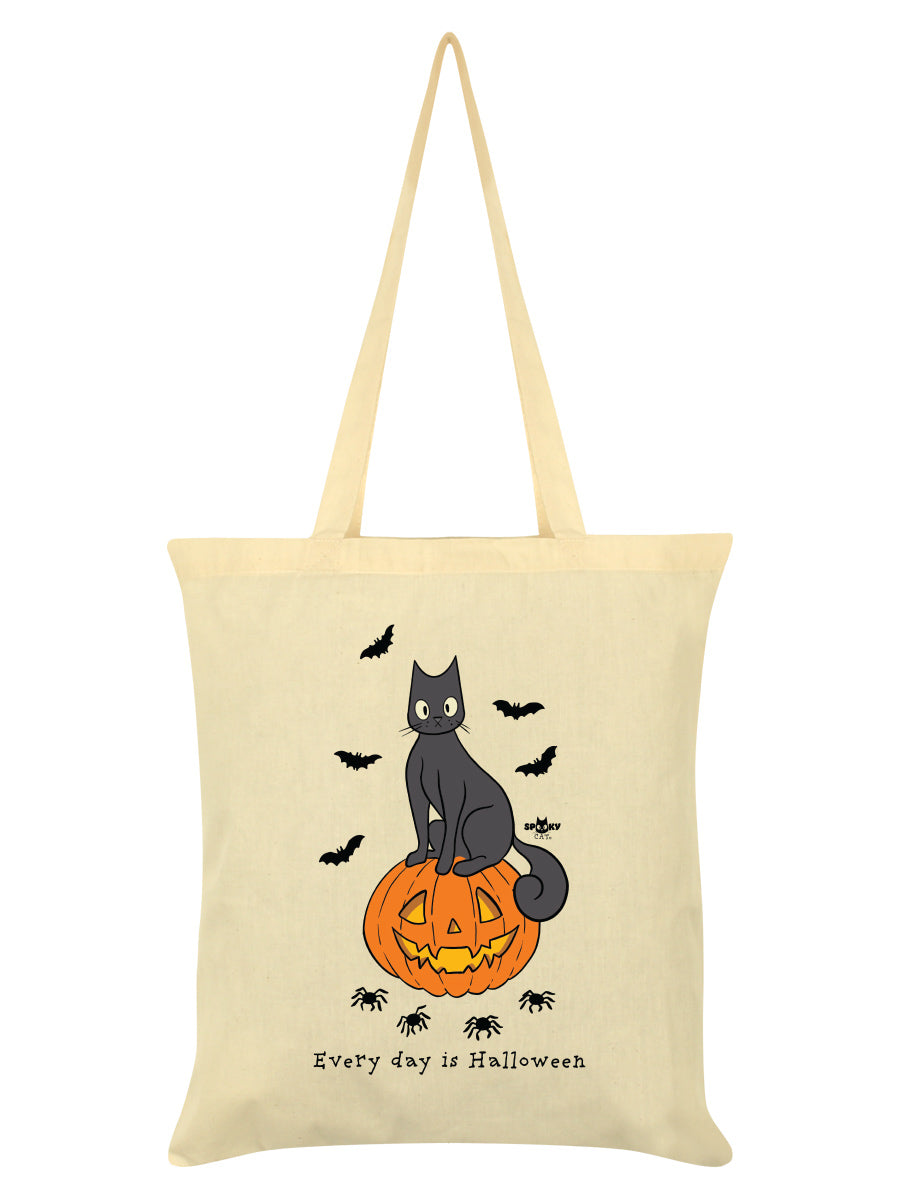 Spooky Cat Everyday Is Halloween Cream Tote Bag