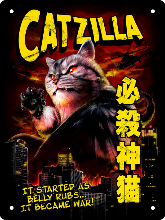 Horror Cats Catzilla Mini Tin Sign