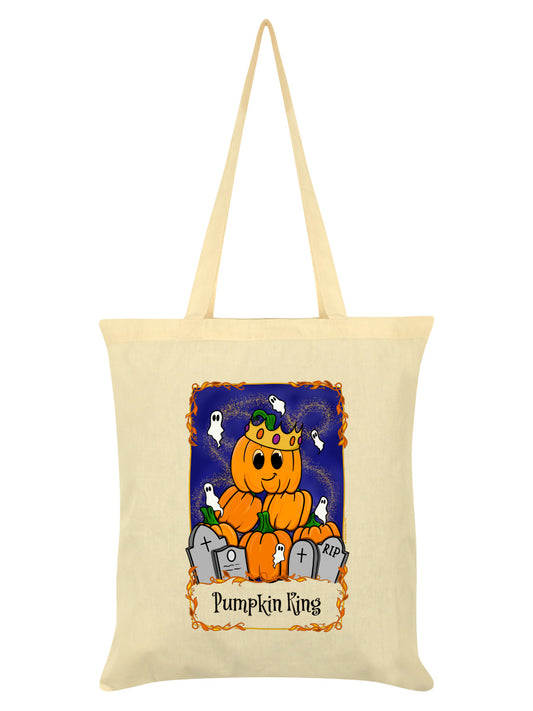 Galaxy Ghouls Pumpkin King Tarot Cream Tote Bag