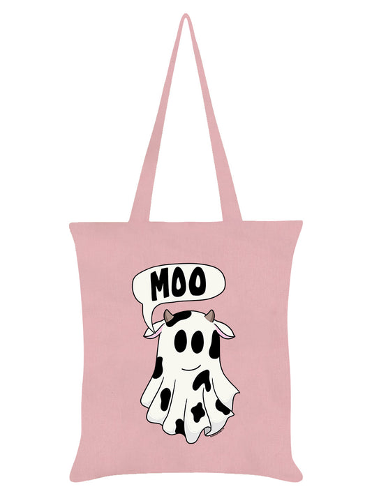 Galaxy Ghouls Moo! Ghost Cow Light Pink Tote Bag