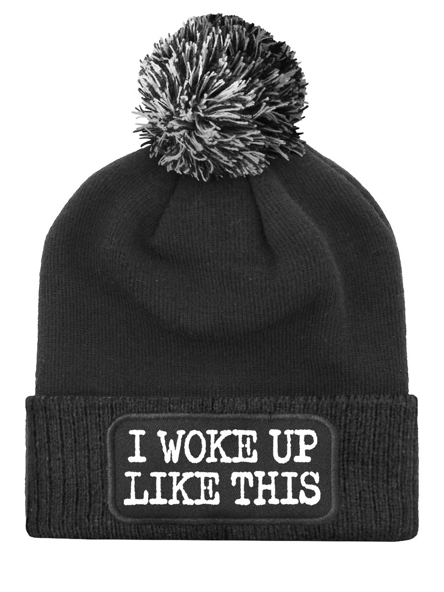 I Woke Up Like This Graphite Grey Bobble Beanie