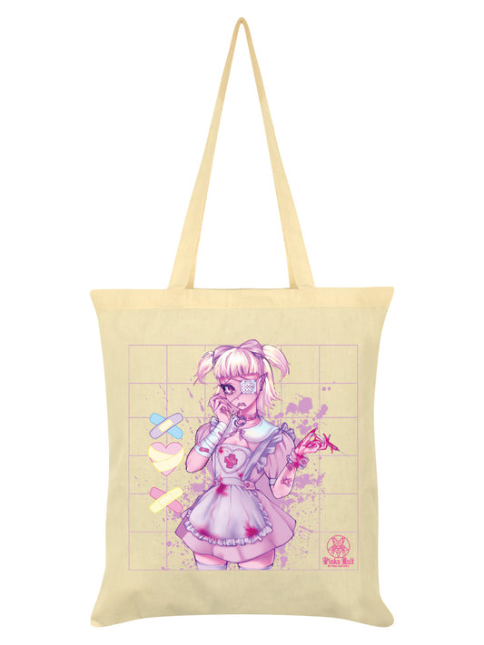 Pinku Kult Fragile Cream Tote Bag
