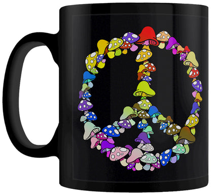 Funghi Peace Symbol Black Mug