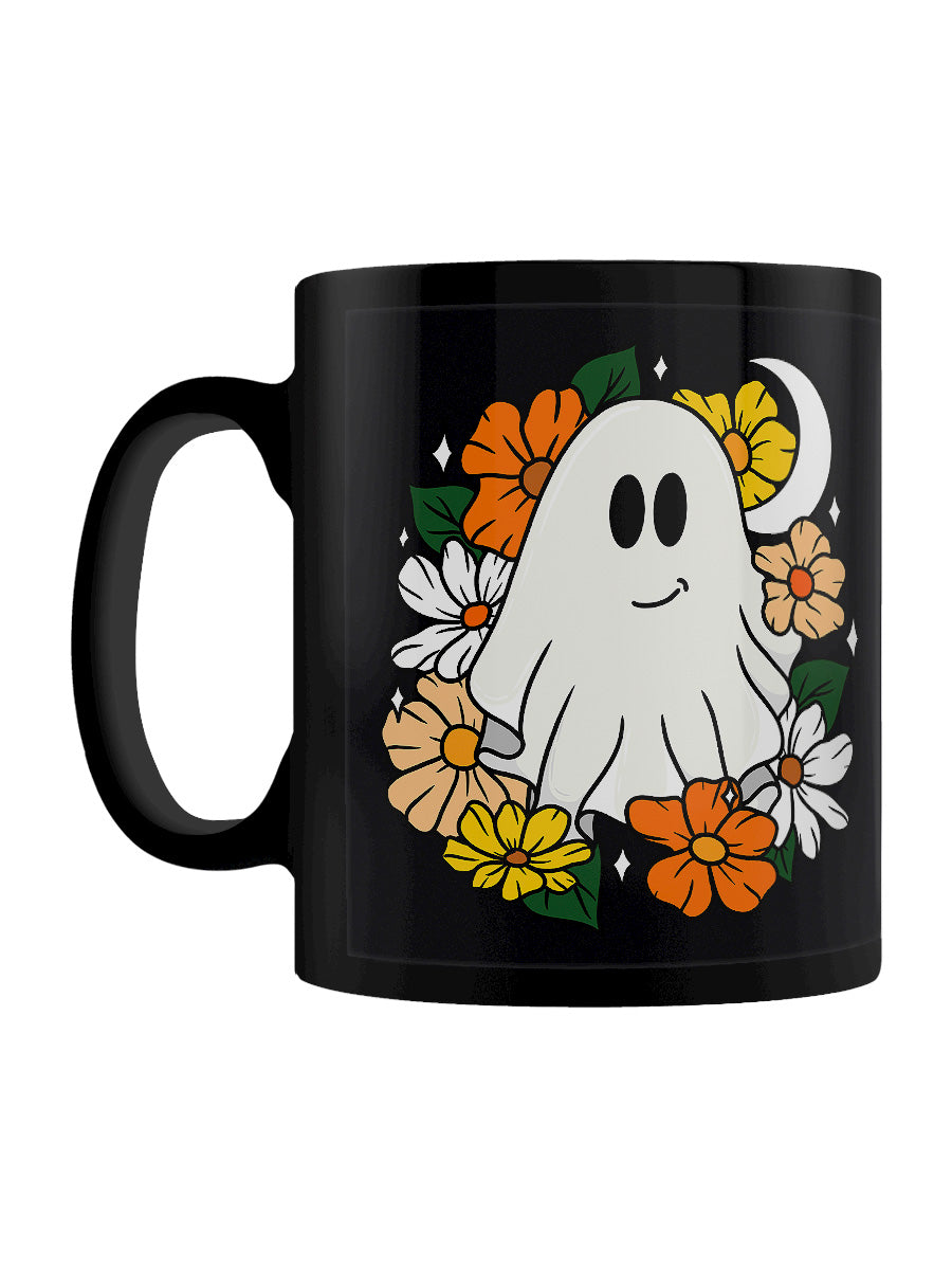 Galaxy Ghouls Floral Ghost Black Mug