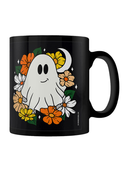 Galaxy Ghouls Floral Ghost Black Mug