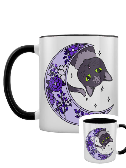 Lunar Floral Feline Black Inner 2-Tone Mug