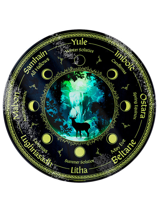 Pagan Calendar Circular Glass Chopping Board