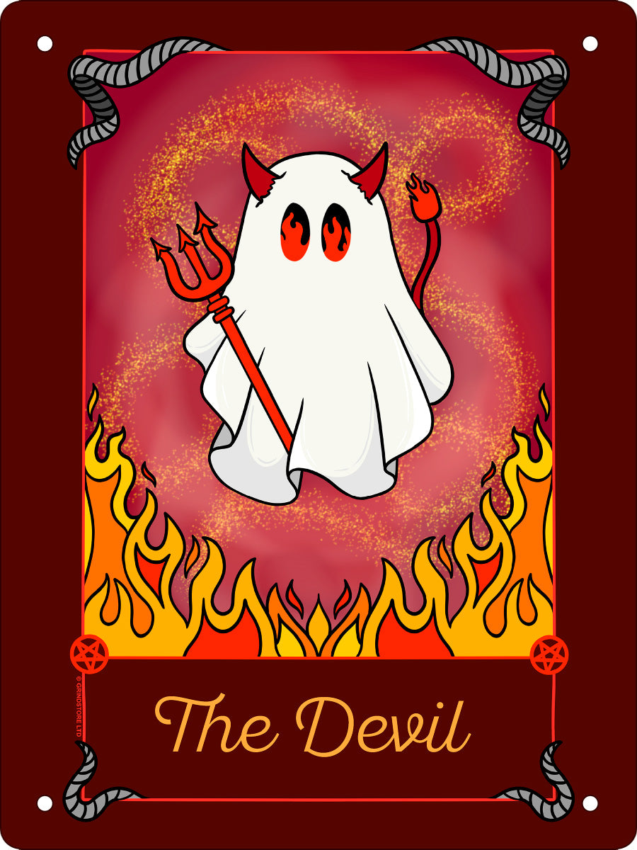 Galaxy Ghouls Tarot - The Devil Mini Tin Sign
