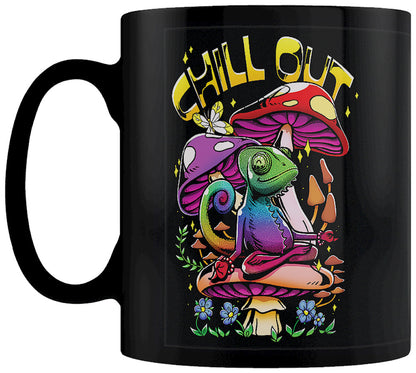 Chill Out Chameleon Black Mug