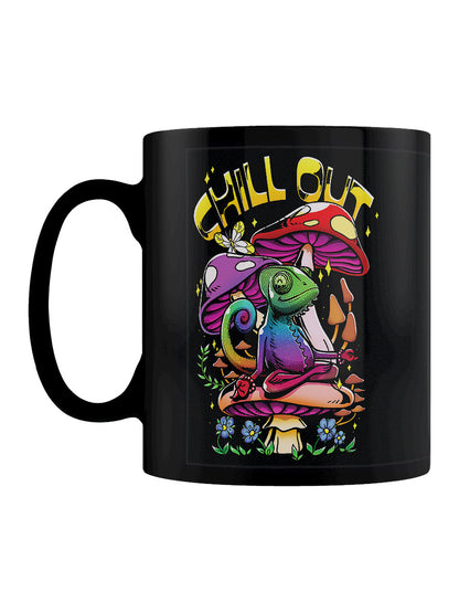 Chill Out Chameleon Black Mug