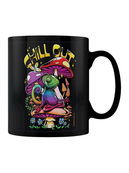 Chill Out Chameleon Black Mug