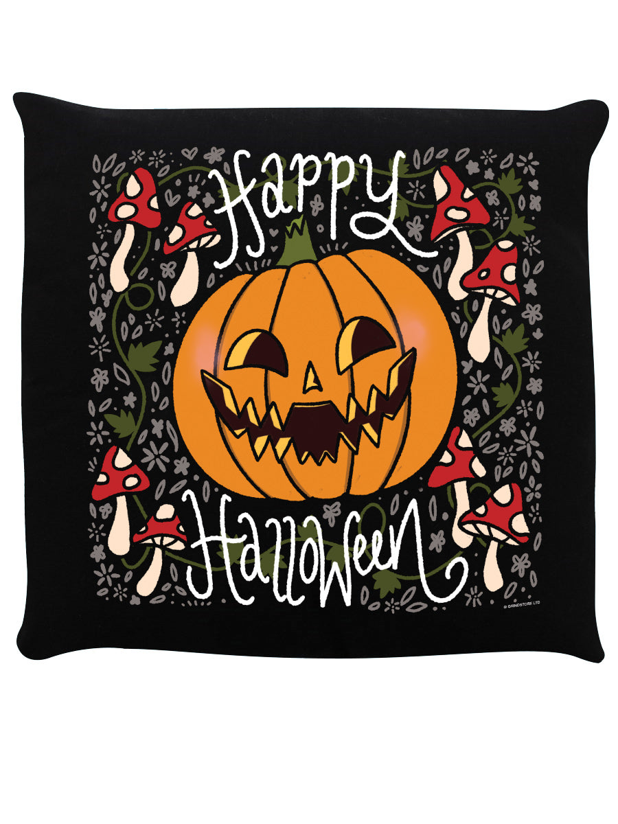 Happy Halloween Pumpkin Black Cushion