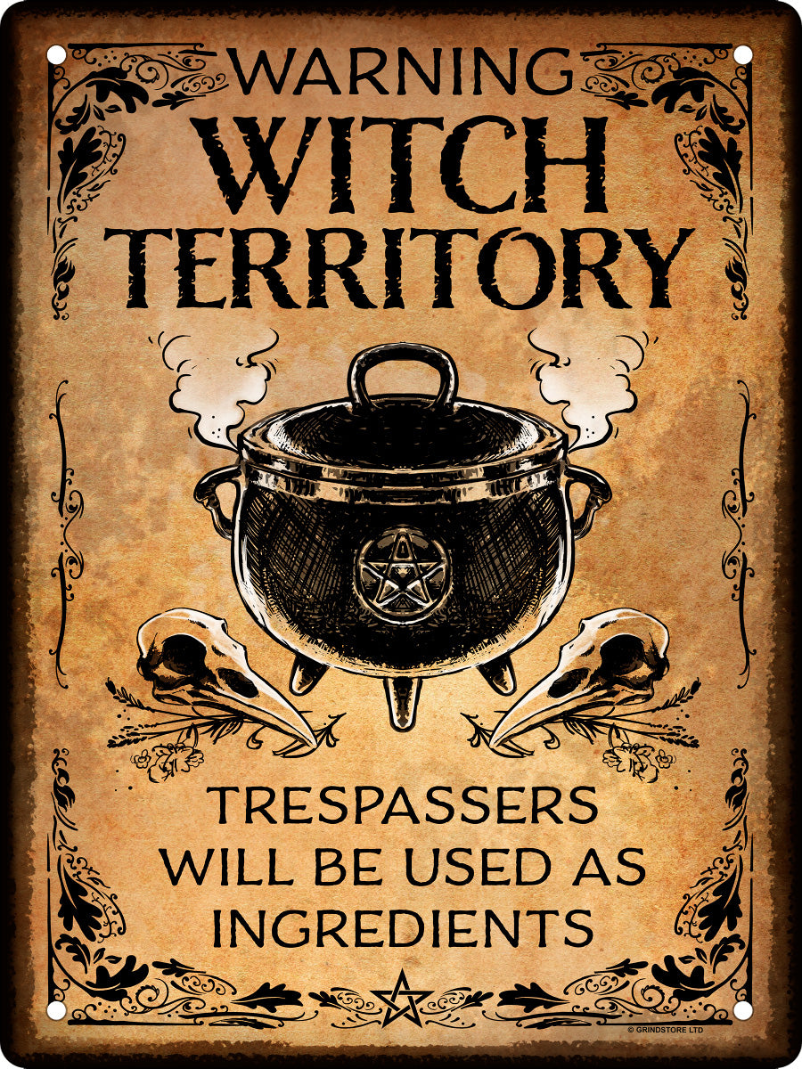 Warning Witch Territory Mini Tin Sign