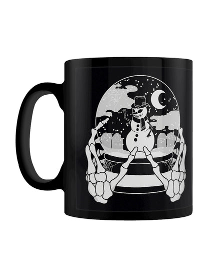 Skeleton Snowman Snow Globe Black Mug