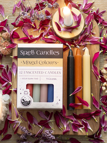 Pack Of 12 Mixed Colour Spell Candles