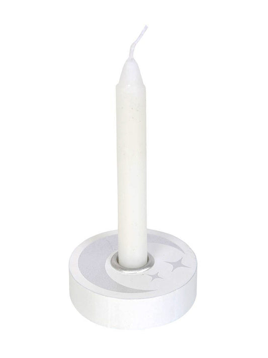 White Mystical Moon Spell Candle Holder