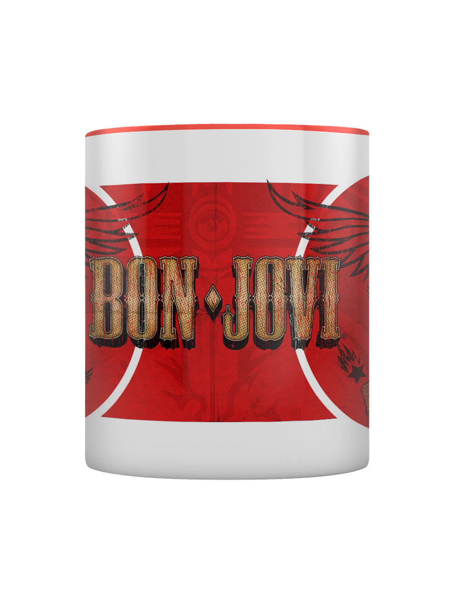 Bon Jovi (Livin' On A Prayer) Red Coloured Inner Mug