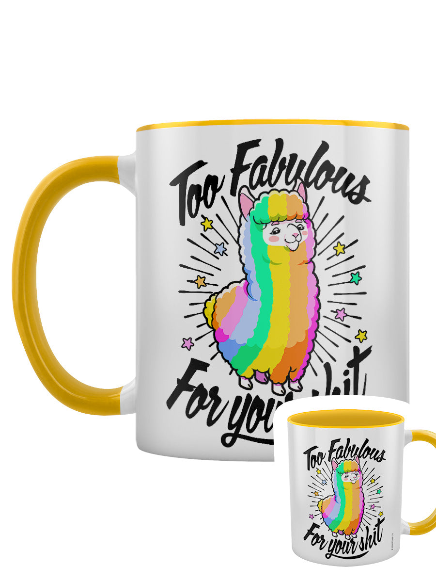 Too Fabulous For Your Shit Yellow Inner 2-Tone Mug