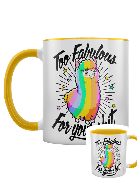 Too Fabulous For Your Shit Yellow Inner 2-Tone Mug