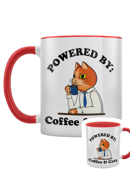 Powered by Coffee & Cats Red Inner 2-Tone Mug