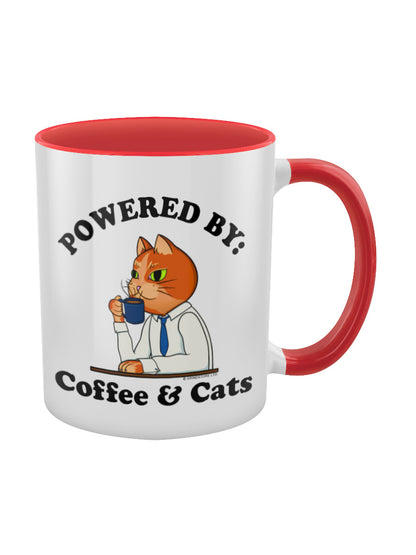 Powered by Coffee & Cats Red Inner 2-Tone Mug