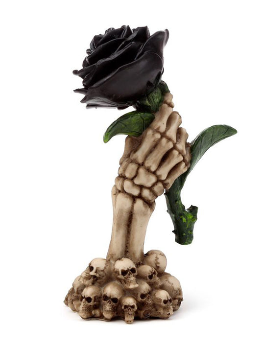 Skeleton Hand Holding Black Rose Ornament