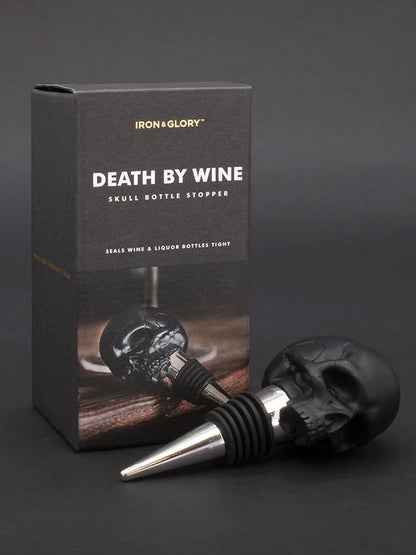 Death By Wine Black Skull Bottle Stopper
