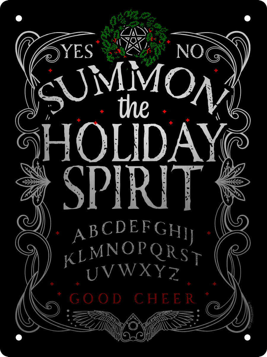 Ouija Christmas Summon The Holiday Spirit Mini Mirrored Tin Sign