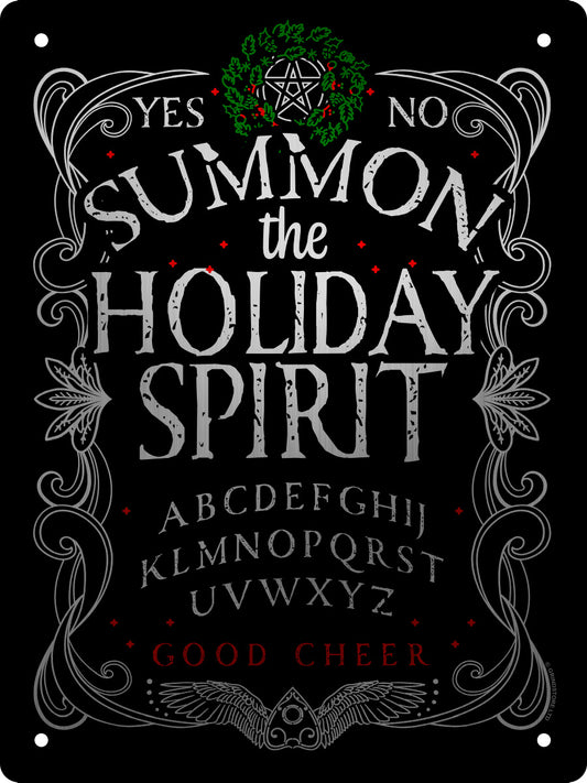 Ouija Christmas Summon The Holiday Spirit Mini Mirrored Tin Sign