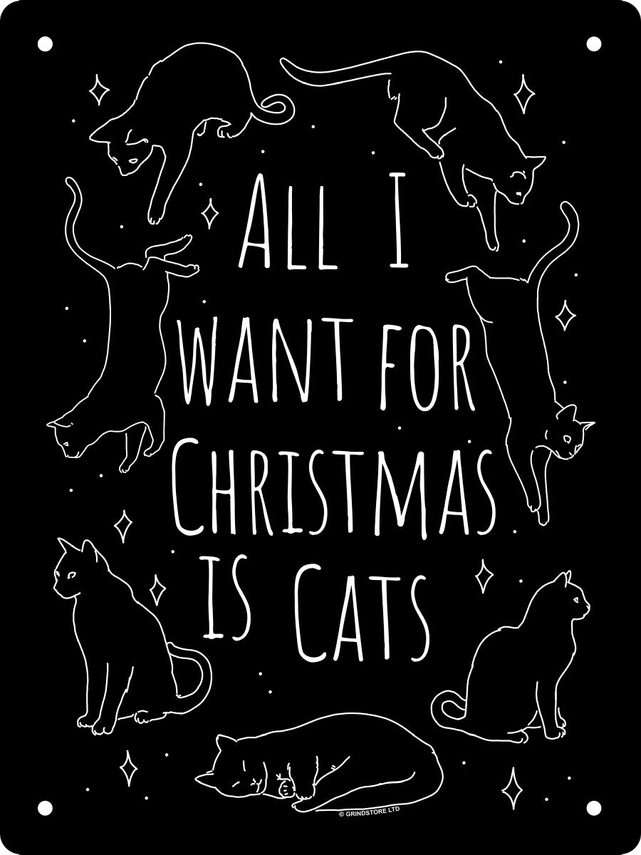 All I Want For Christmas Is Cats Mini Mirrored Tin Sign