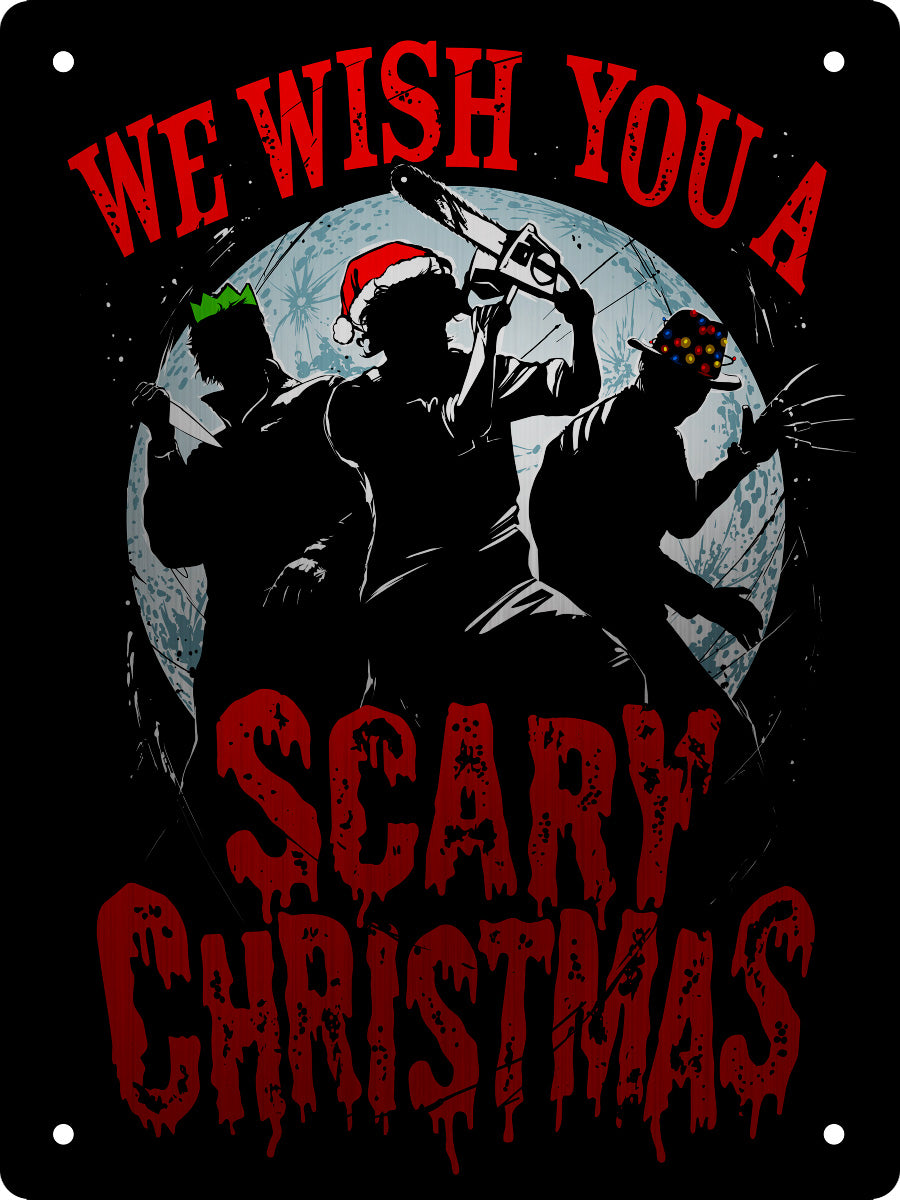 We Wish You A Scary Christmas Mini Mirrored Tin Sign