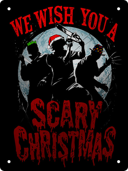 We Wish You A Scary Christmas Mini Mirrored Tin Sign