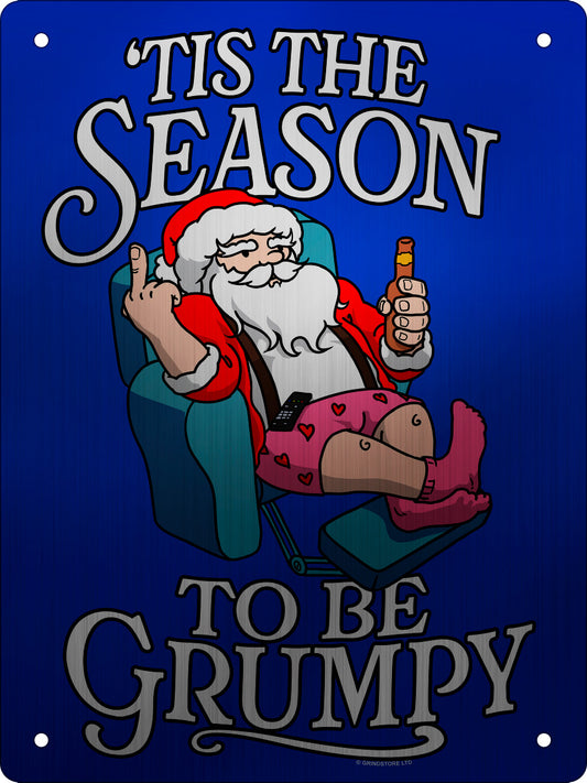 Tis The Season To Be Grumpy Mini Mirrored Tin Sign