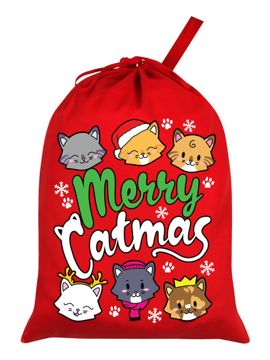 Merry Catmas Red Santa Sack