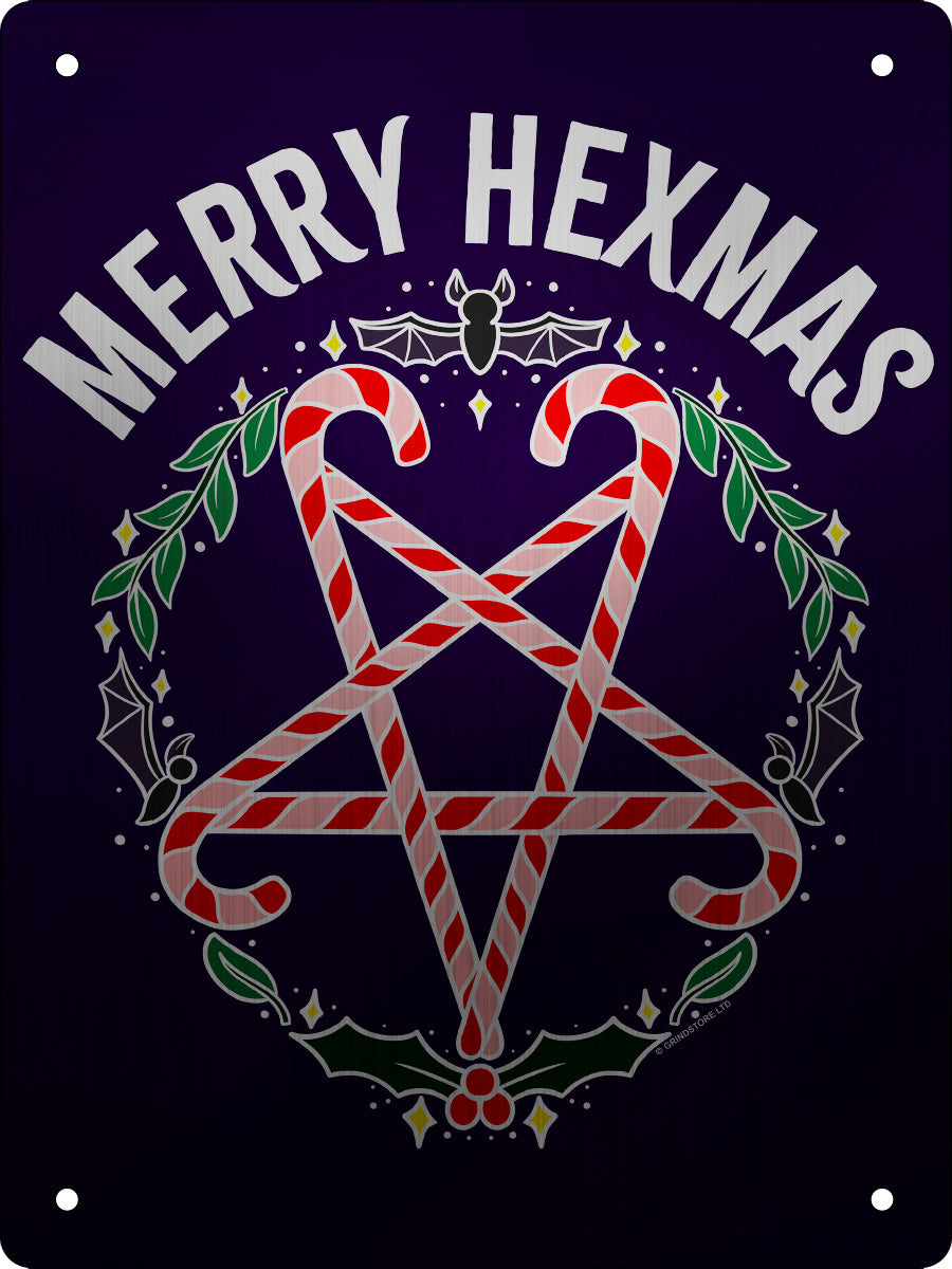 Merry Hexmas Mini Mirrored Tin Sign