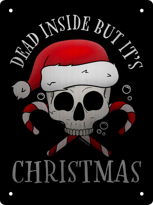 Dead Inside But It's Christmas Mini Mirrored Tin Sign