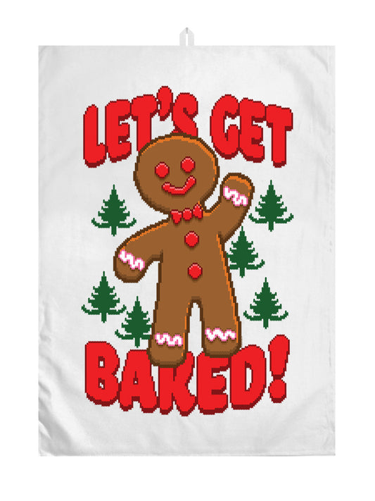 Let's Get Baked Gingerbread White Tea Towel