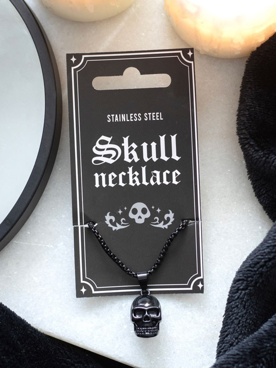 Black Obsidian Skull Necklace