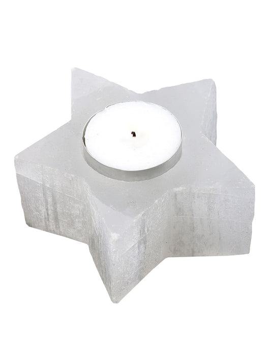 Selenite Star Tealight Holder