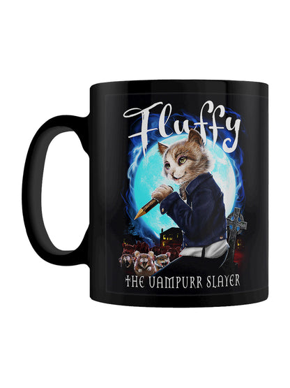 Horror Cats Fluffy The Vampurr Slayer Black Mug