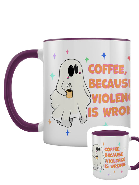 Galaxy Ghouls Coffee, Because Violence Is Wrong Purple Inner 2-Tone Mug