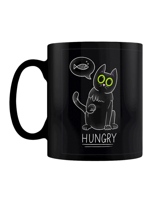 Hungry Kitten Black Mug
