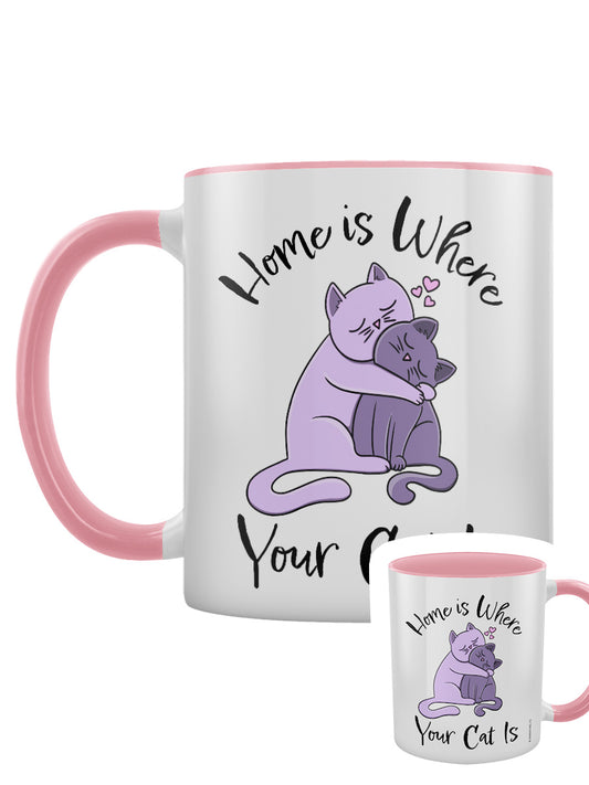 Home Is Where Your Cat Is Pink Inner 2-Tone Mug