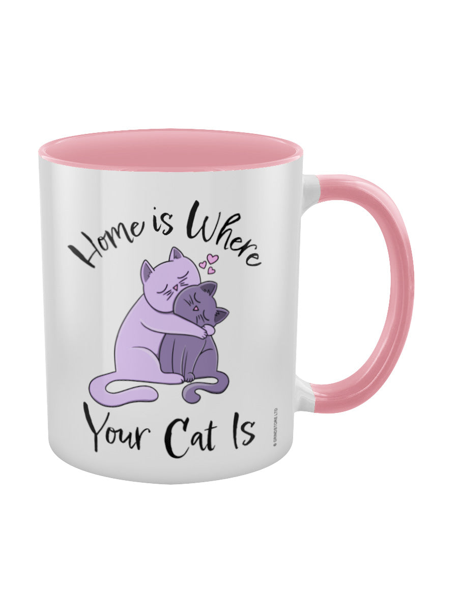 Home Is Where Your Cat Is Pink Inner 2-Tone Mug